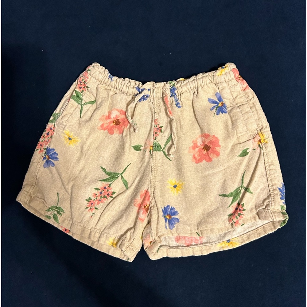 Girls old navy floral linen blended drawstring shorts with pockets